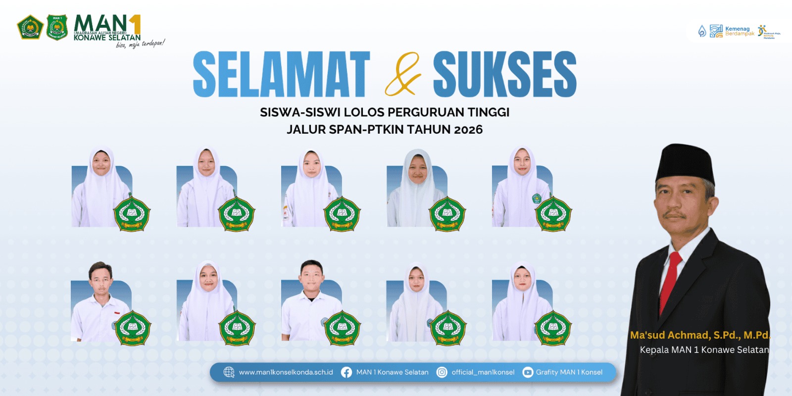 Resmi, 10 Siswa MAN 1 Konsel lolos SPAN PTKIN 2026